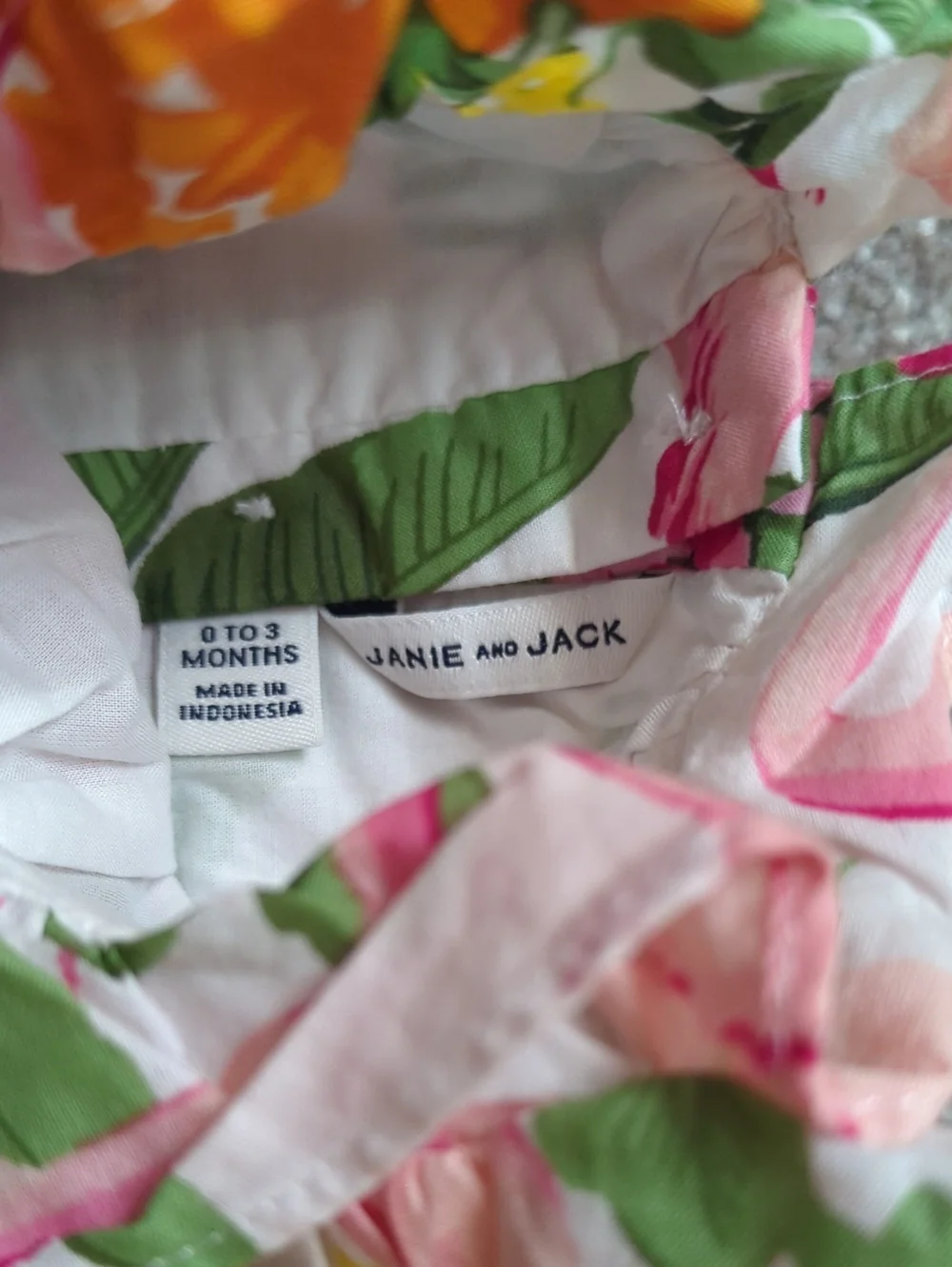 Janie And Jack 0-3 Months Girl Tropical Flamingo Baby Set - Pink & Green